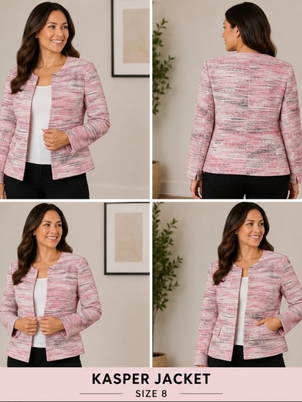 ✨ Kasper Pink Multicolor Tweed Blazer | Size 8 ✨